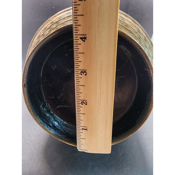 Vintage Heavy Brass Japanese Inlaid Cloisonné Missing 1 Handle Vase Made Japan - Picture 13 of 14